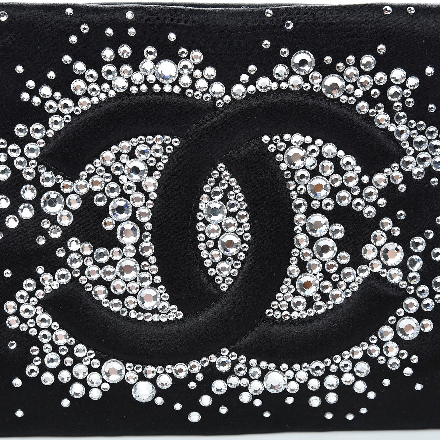 Satin Diamante Evening Clutch Bag Black