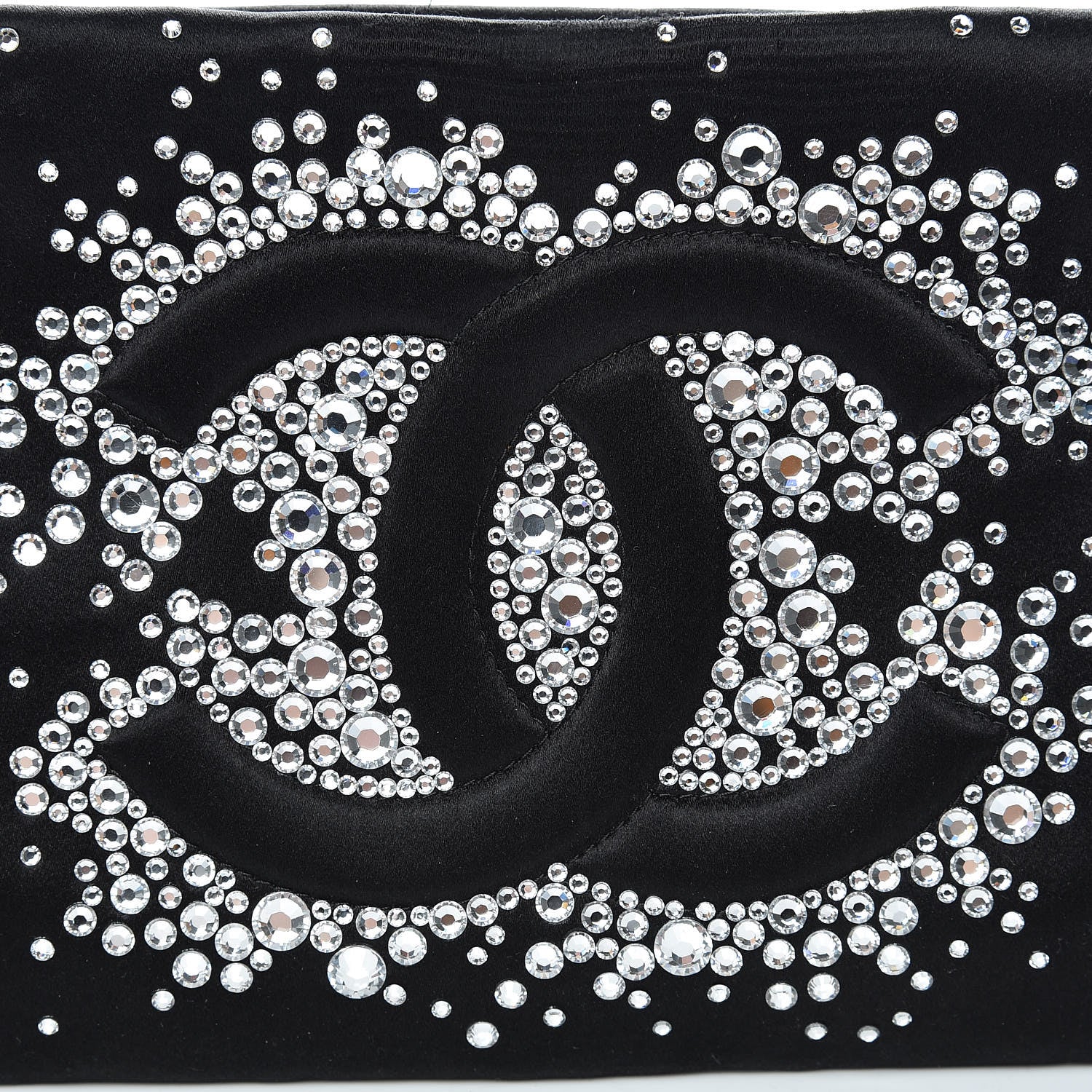 Chanel Satin Diamante Evening Clutch Bag Black 8 of 14