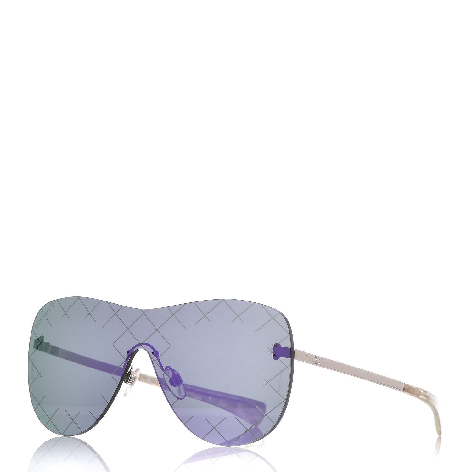 Chanel Shield Runway Sunglasses 4215 Silver Purple 1 of 7