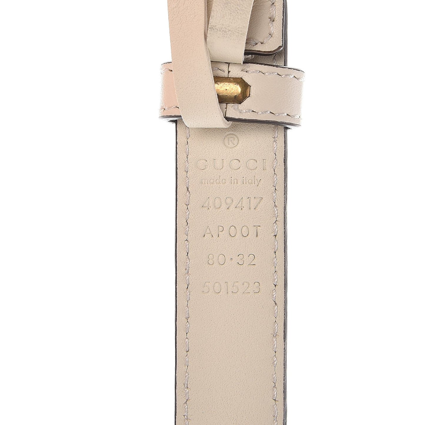 Calfskin Double G 20mm Belt 80 32 Mystic White