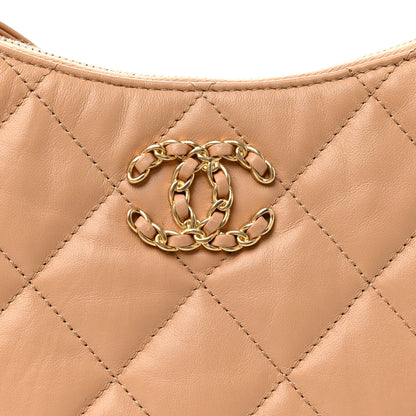 Chanel Crumpled Calfskin Quilted Braided CC Hobo Beige 8 of 11