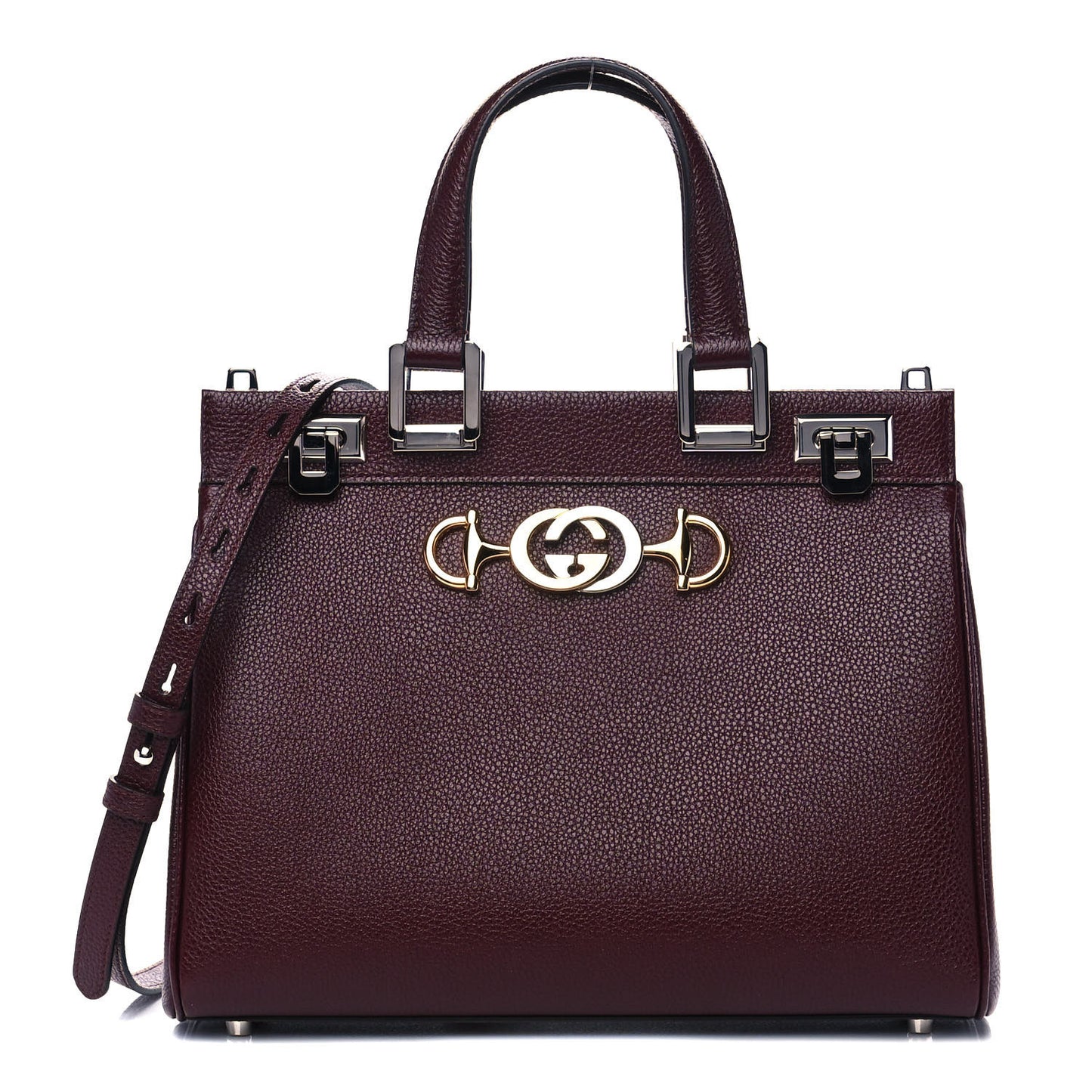 Grainy Calfskin Small Zumi Top Handle Bag Vintage Bordeaux
