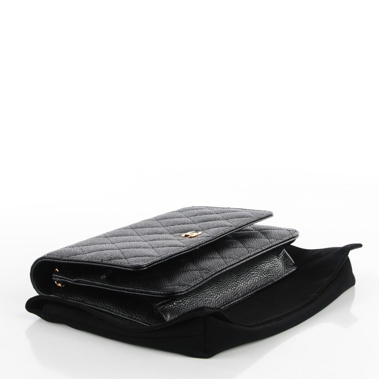 Caviar Quilted Wallet On Chain WOC Black