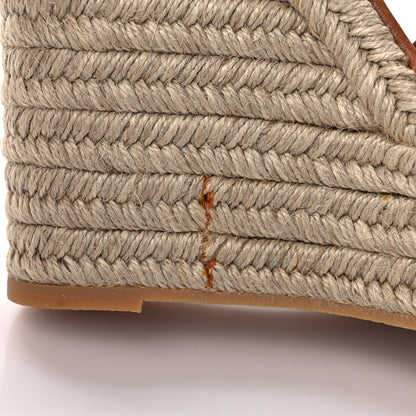 Saint Laurent Calfskin Tribute 95 Platform Espadrille Wedge Sandals 38 Tan 7 of 8