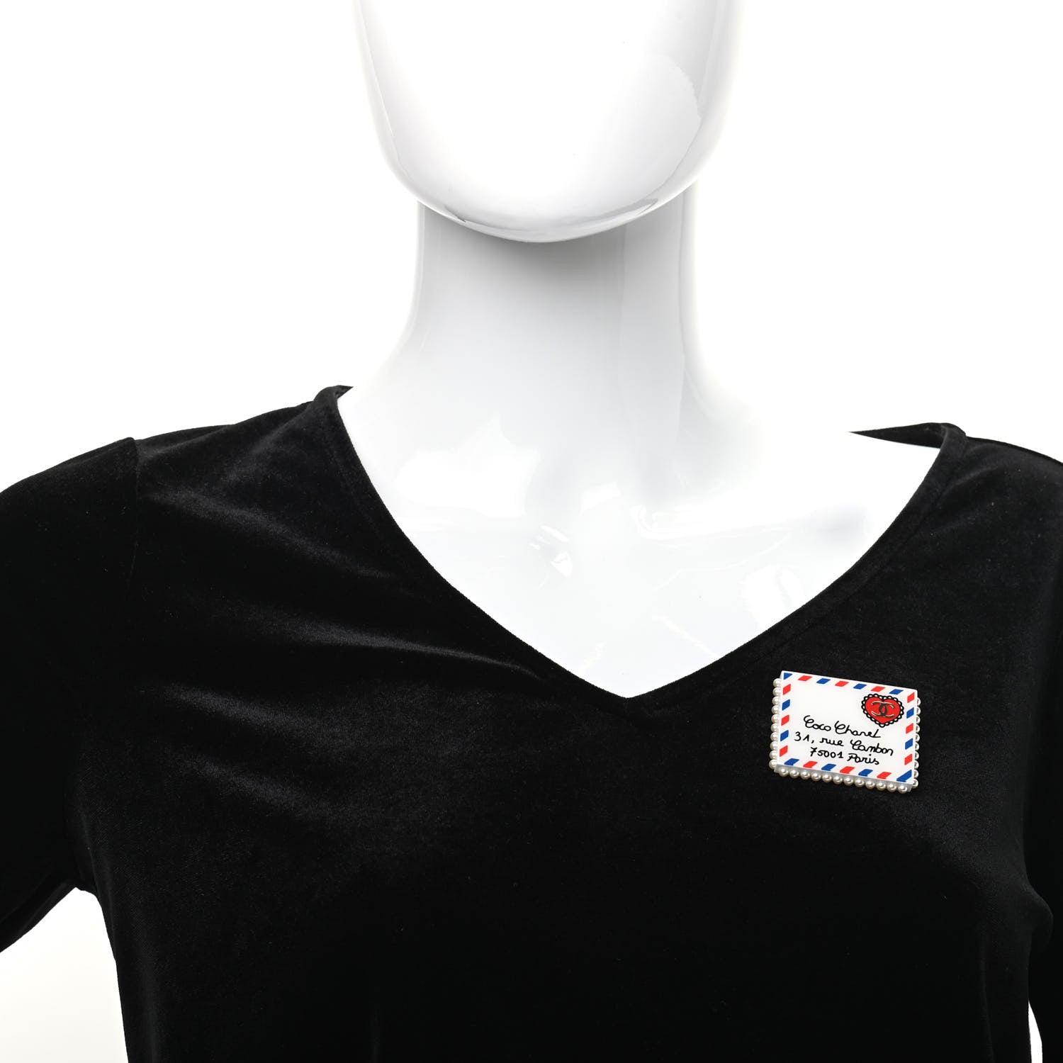 Chanel Resin Pearl Letter Brooch Black White Blue Red 2 of 5