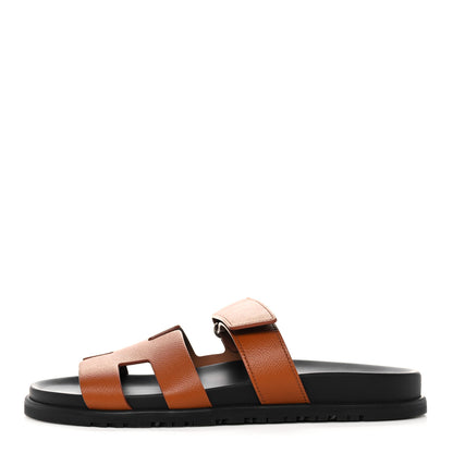 Hermes Calfskin Womens Chypre Sandals 40 Gold 1 of 9