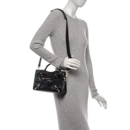 Balenciaga Calfskin Crocodile Embossed Giant 12 Gold Hardware Mini City Black 2 of 7