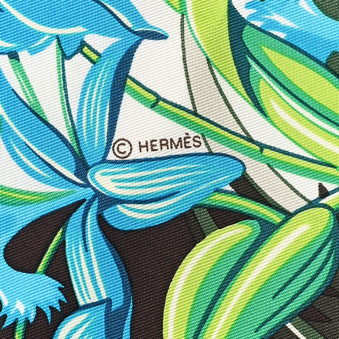 Hermes Silk Flamingo Party Shawl 90 White Vert Fuchsia 4 of 5