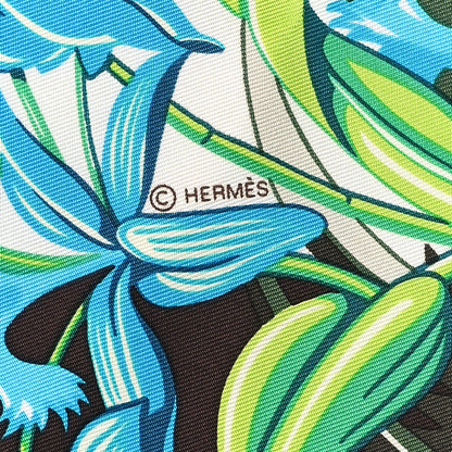 Hermes Silk Flamingo Party Shawl 90 White Vert Fuchsia 4 of 5