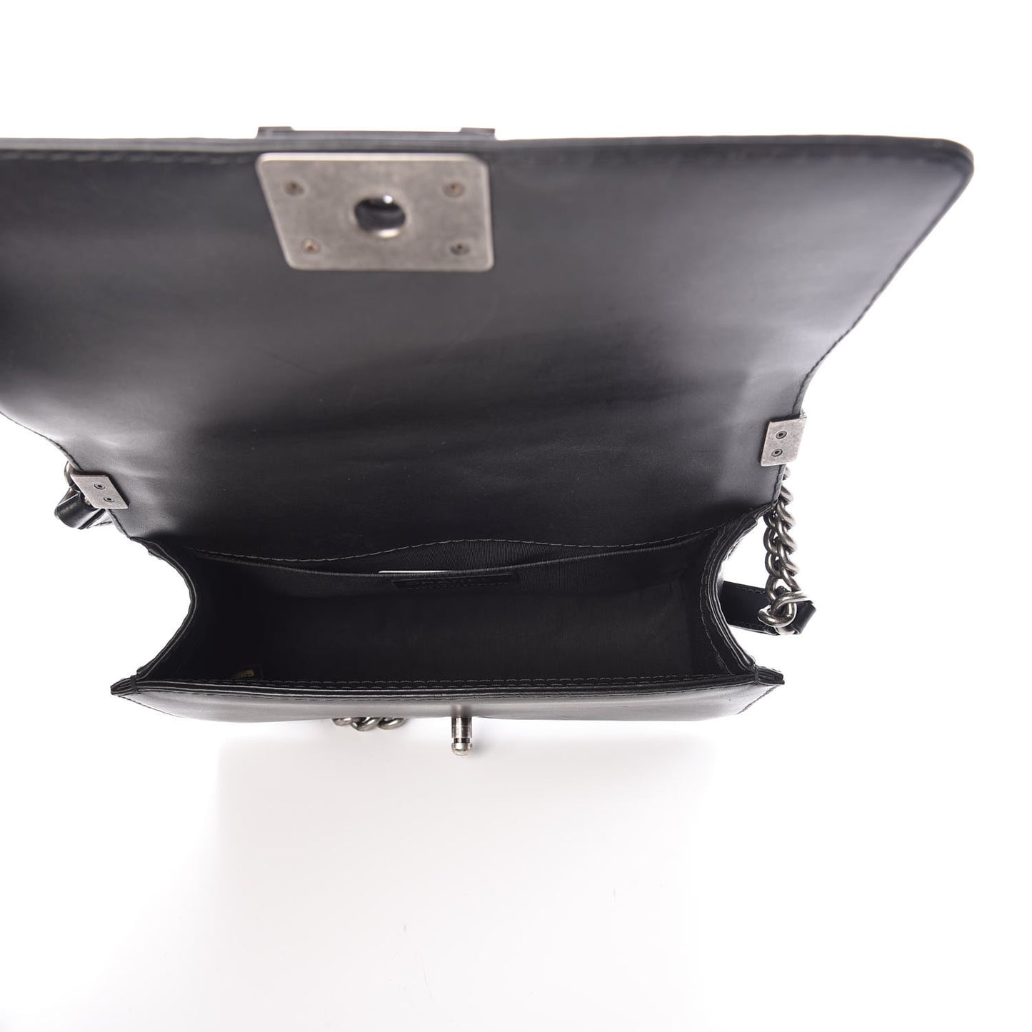Calfskin Double Stitch Medium Boy Flap Black