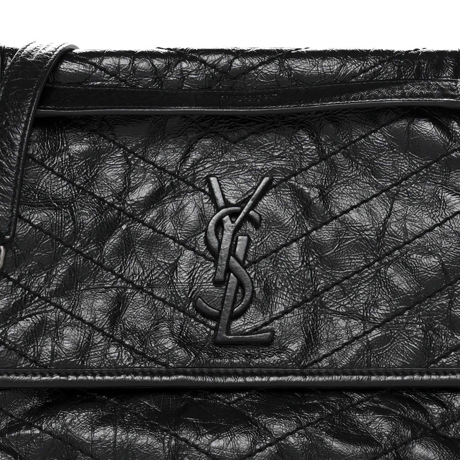 Saint Laurent Crinkled Calfskin Matelasse Monogram Medium Niki Chain Satchel Black 8 of 11