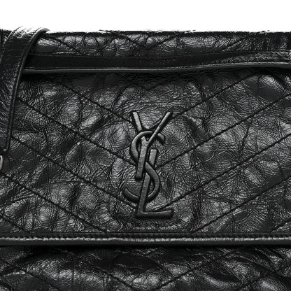 Saint Laurent Crinkled Calfskin Matelasse Monogram Medium Niki Chain Satchel Black 8 of 11