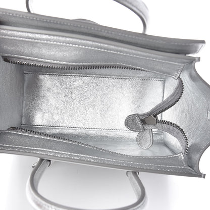 Celine Laminated Lambskin Nano Luggage Silver 5 of 11