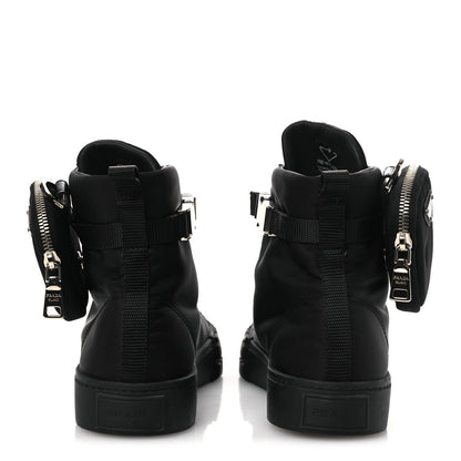 Prada Re-Nylon Gabardine Triangle Womens Wheel Pouch Pocket High Top Sneakers 38 Black 6 of 12