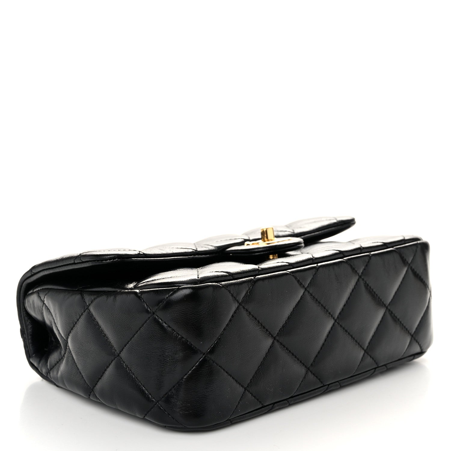 Chanel Shiny Lambskin Quilted Twisted Links Top Handle Flap Black 4 of 10
