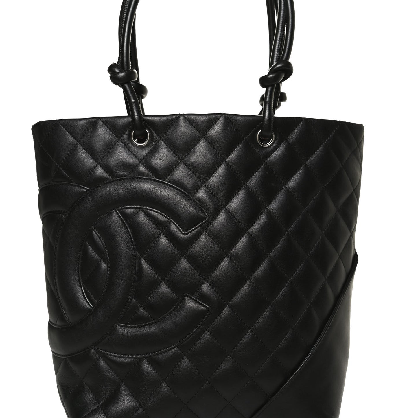 Calfskin Quilted Medium Cambon Tote Black