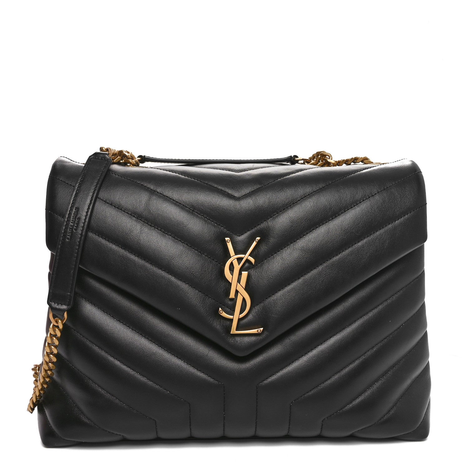 Saint Laurent Calfskin Y Quilted Monogram Medium Loulou Chain Satchel Black 1 of 10