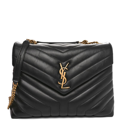 Saint Laurent Calfskin Y Quilted Monogram Medium Loulou Chain Satchel Black 1 of 10