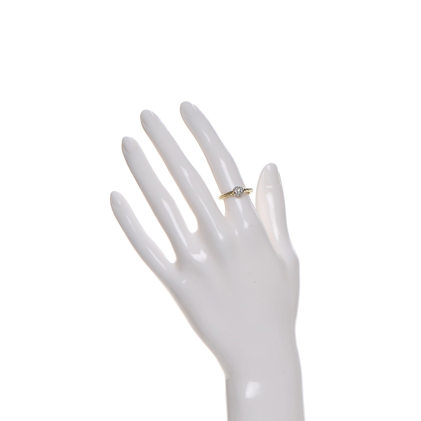 18K Yellow Gold Diamond Station Cable Ring 49 5