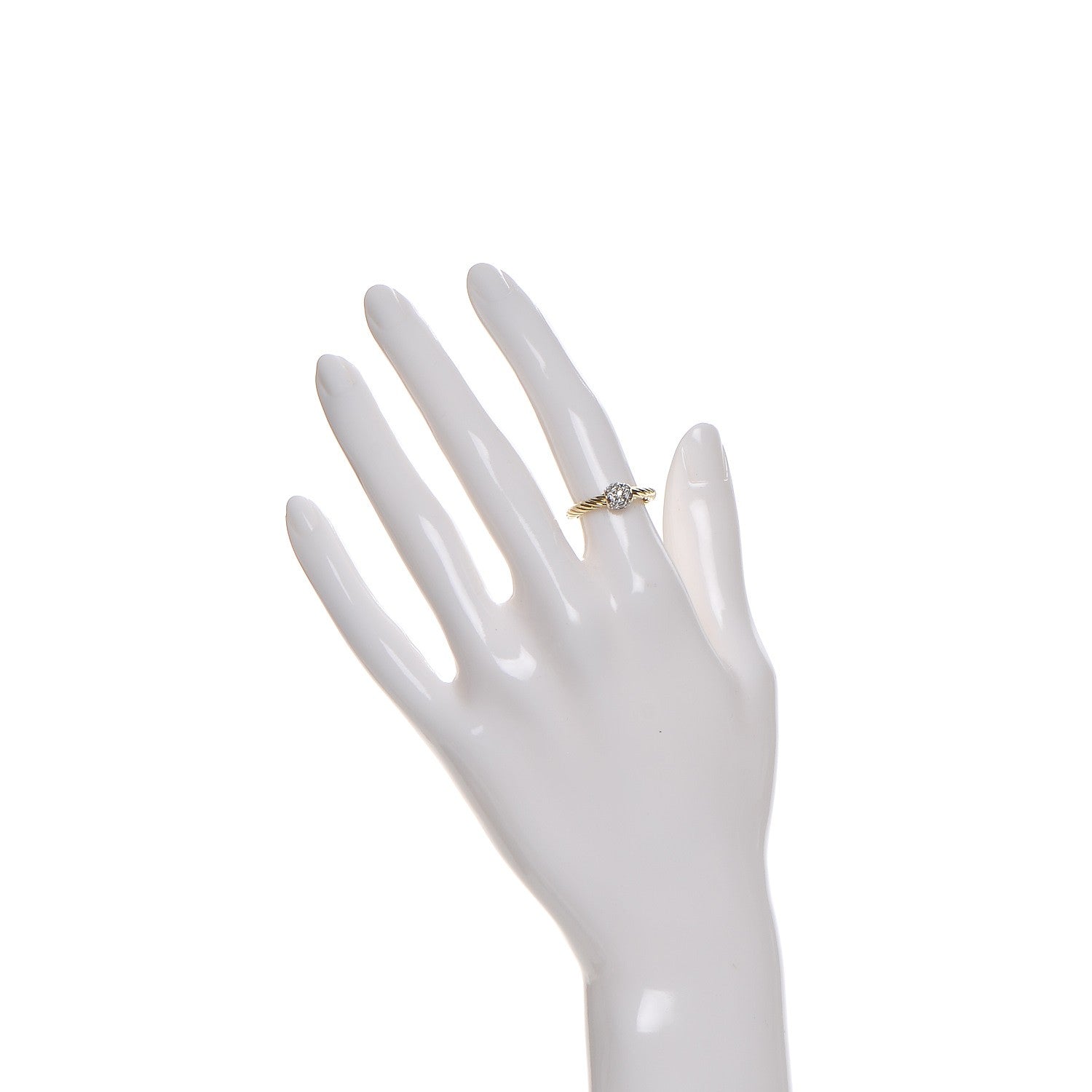 David Yurman 18K Yellow Gold Diamond Station Cable Ring 49 5 2 of 5