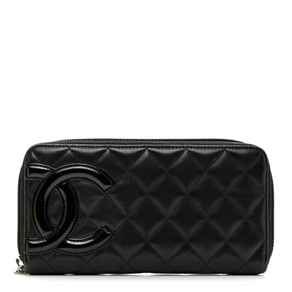 Chanel Calfskin Quilted Cambon Large Gusset Zip Around Wallet Black 1 of 12