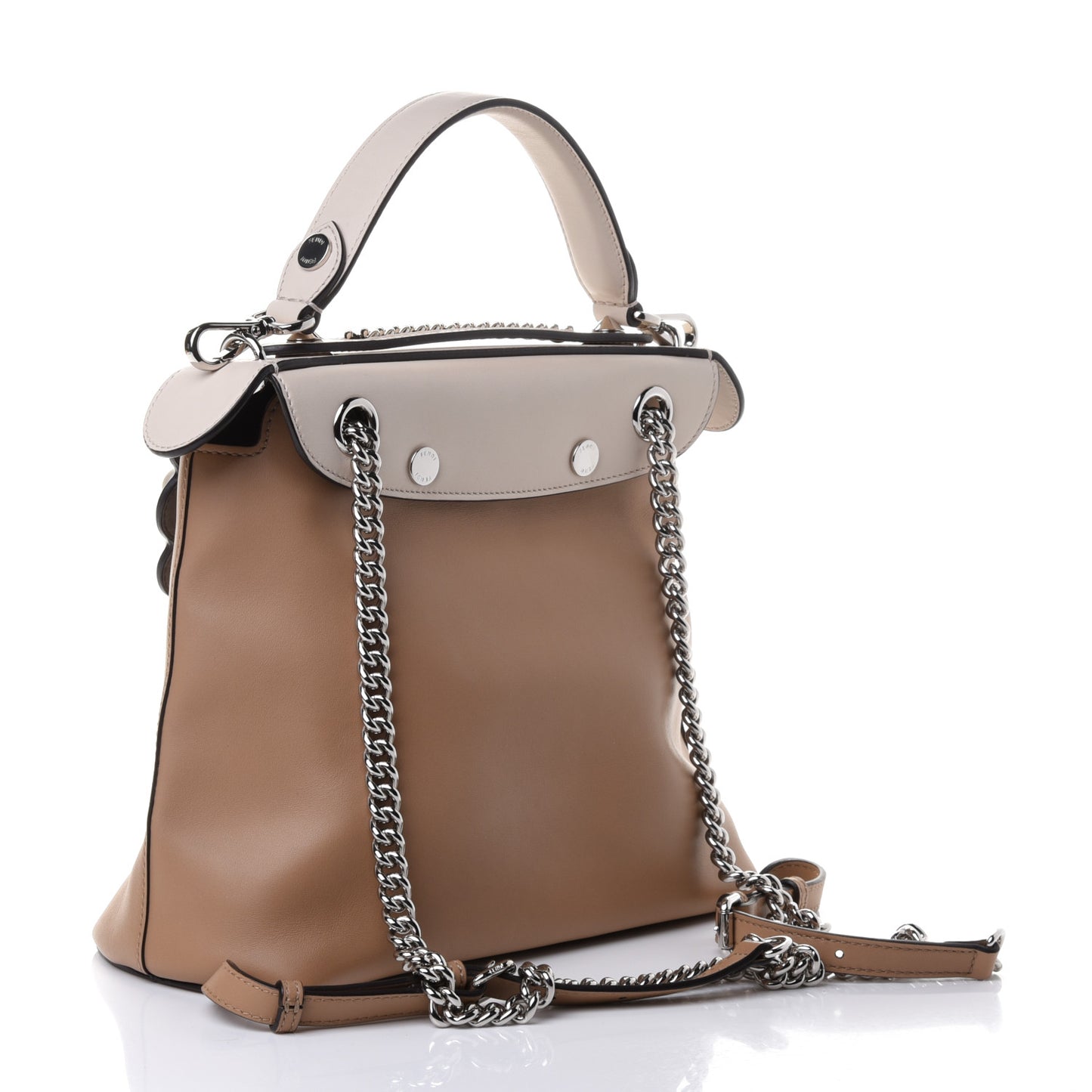 Vitello Century Pearl Bi-Color Scalloped Back to School Backpack Cuoio Camelia