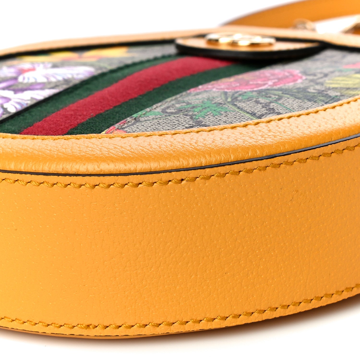 Gucci GG Supreme Monogram Flora Web Mini Ophidia Round Shoulder Bag Beige Multicolor Crop 11 of 12