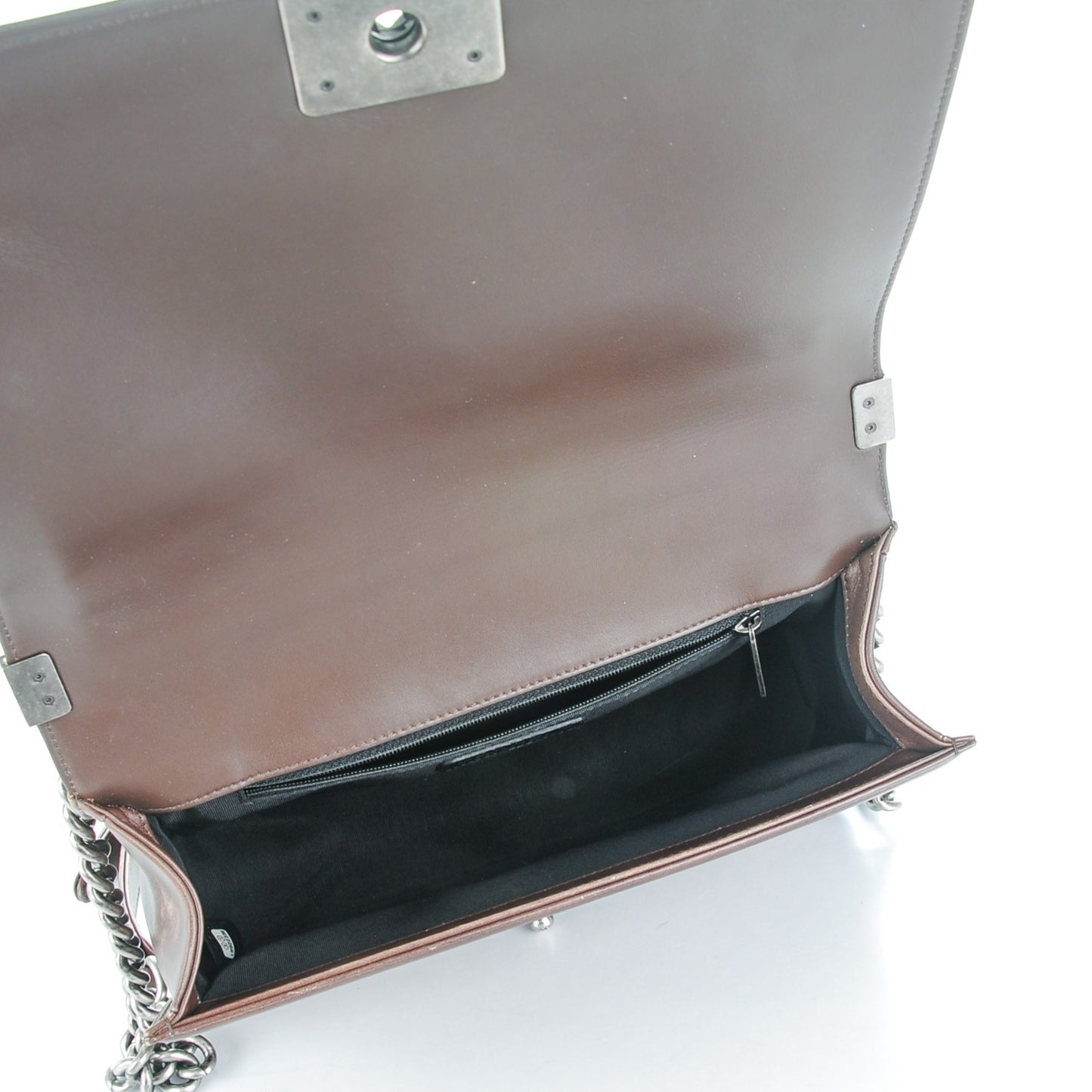 Faded Calfskin Studded Large Boy Flap Brown Beige
