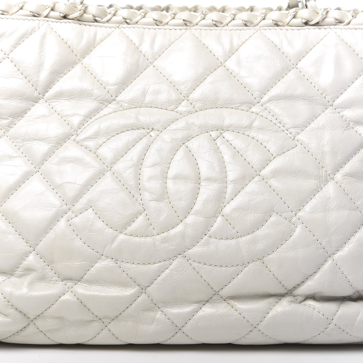 Chanel Glazed Calfskin Quilted Small Chain Me Tote Dark White 11 of 11