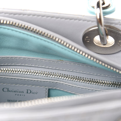Christian Dior Lambskin Cannage Medium Bi-Color Lady Dior Grey Turquoise 8 of 11