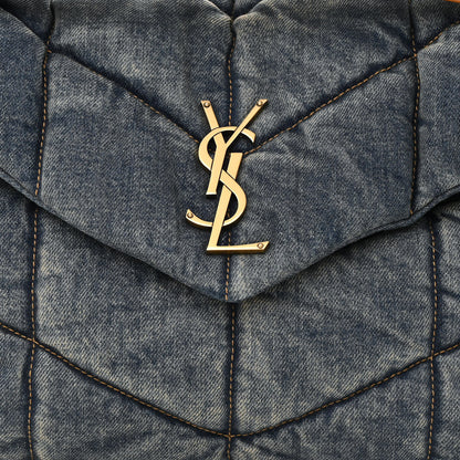 Saint Laurent Denim Quilted Medium Loulou Puffer Monogram Chain Satchel Blue Cinnamon 8 of 12