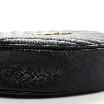 Saint Laurent Grain De Poudre Matelasse Chevron Quilted Round Vinyle Camera Bag Black 10 of 11