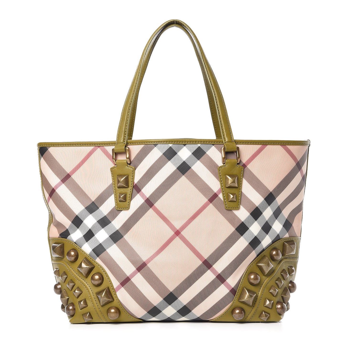 Nova Check Mega Stud Nickie Tote Green