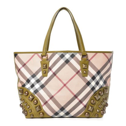Burberry Nova Check Mega Stud Nickie Tote Green 1 of 17