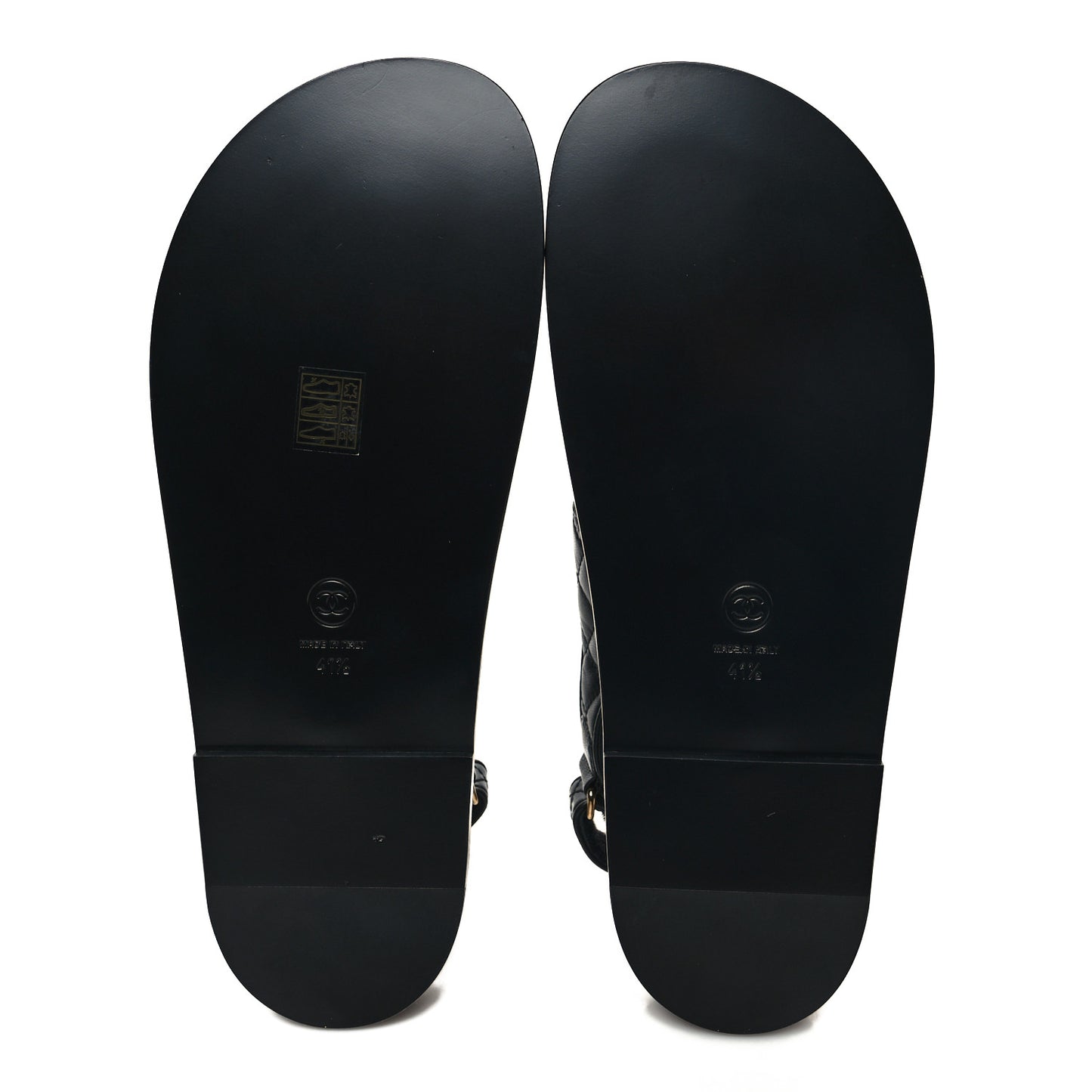 Lambskin Velcro CC Crystal Pearl Bow Dad Sandals 41.5 Black