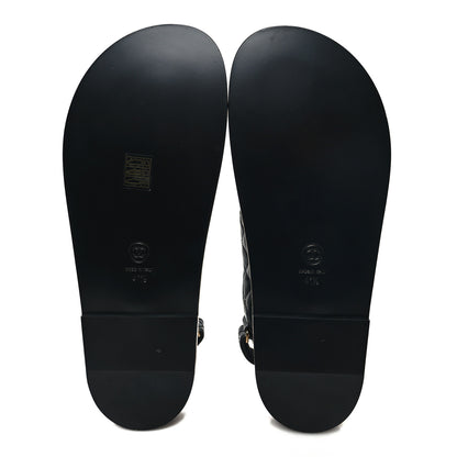 Chanel Lambskin Velcro CC Crystal Pearl Bow Dad Sandals 41.5 Black 5 of 9