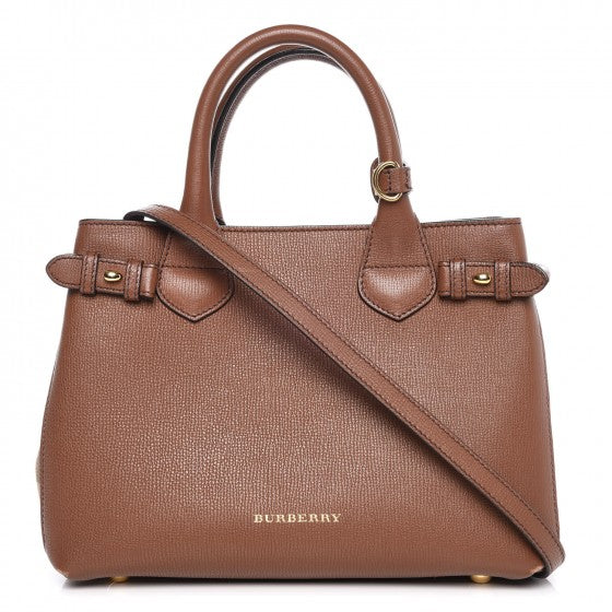 Grainy Calfskin House Check Small Banner Tote Tan