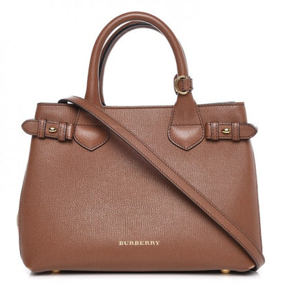 Burberry Grainy Calfskin House Check Small Banner Tote Tan 1 of 9