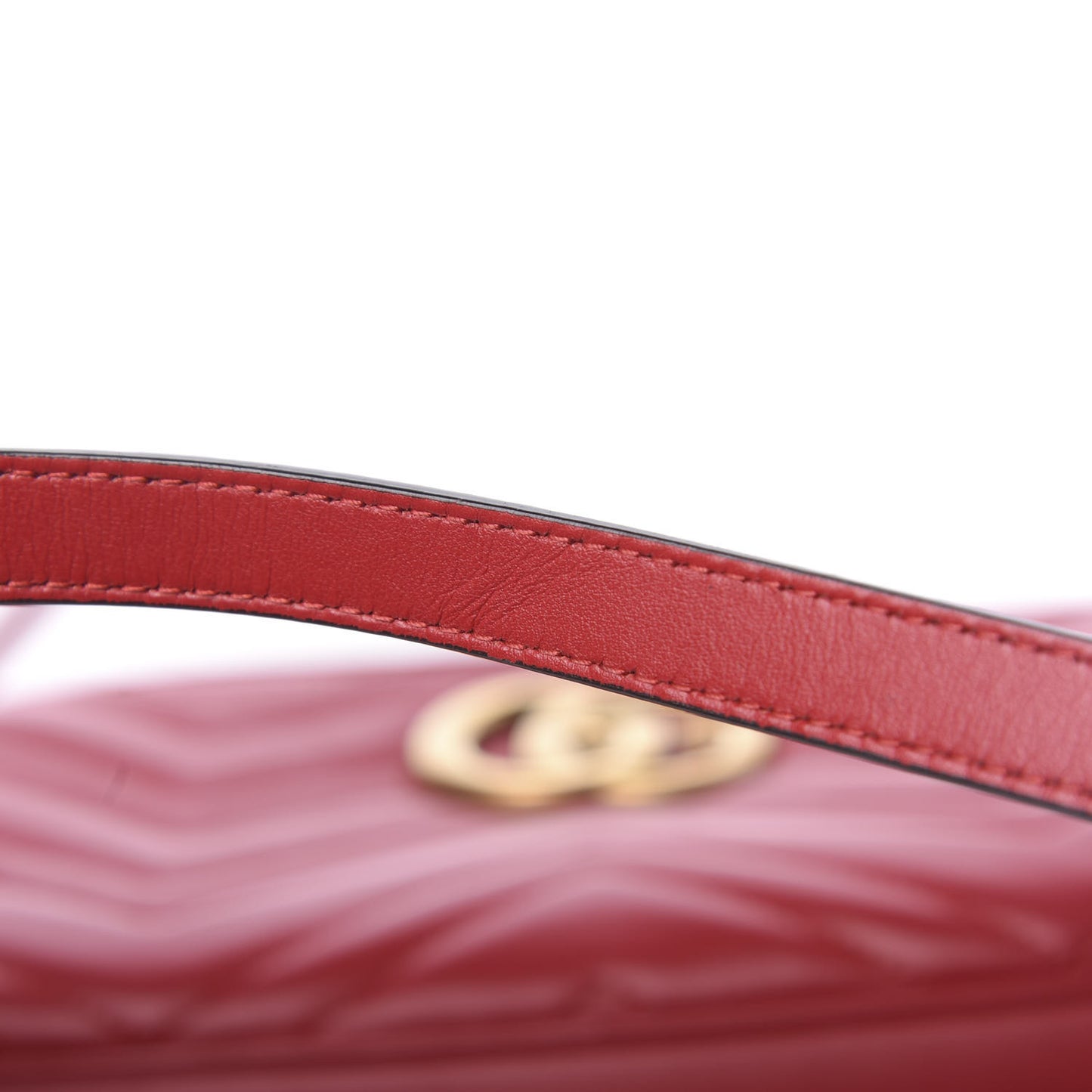 Calfskin Matelasse Small GG Marmont Chain Shoulder Bag Hibiscus Red