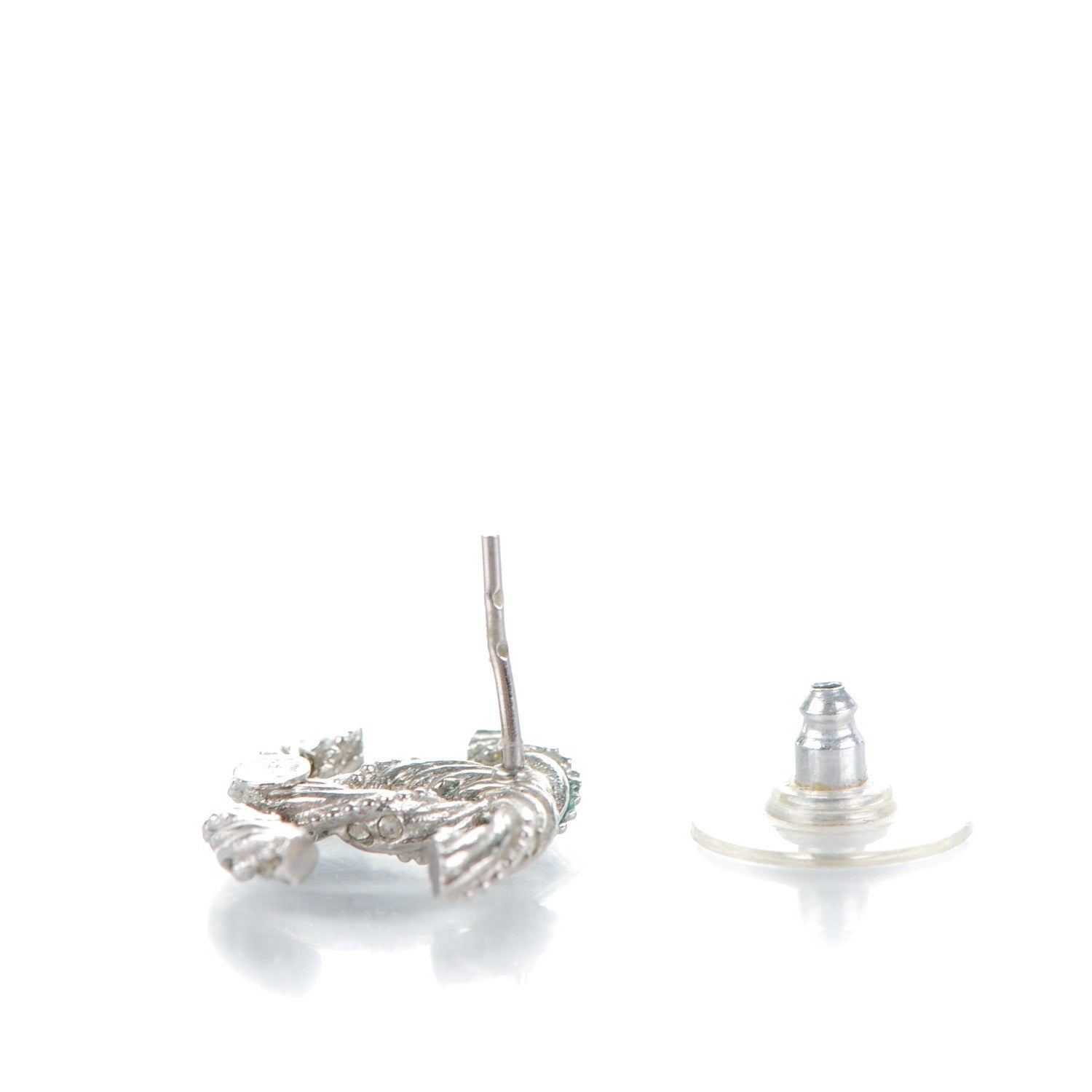 Chanel Crystal CC Twisted Earrings Silver 3 of 6