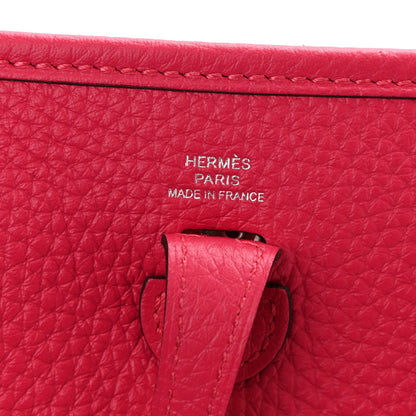 Hermes Taurillon Clemence Flipperball Sangle Evelyne TPM Framboise 4 of 11