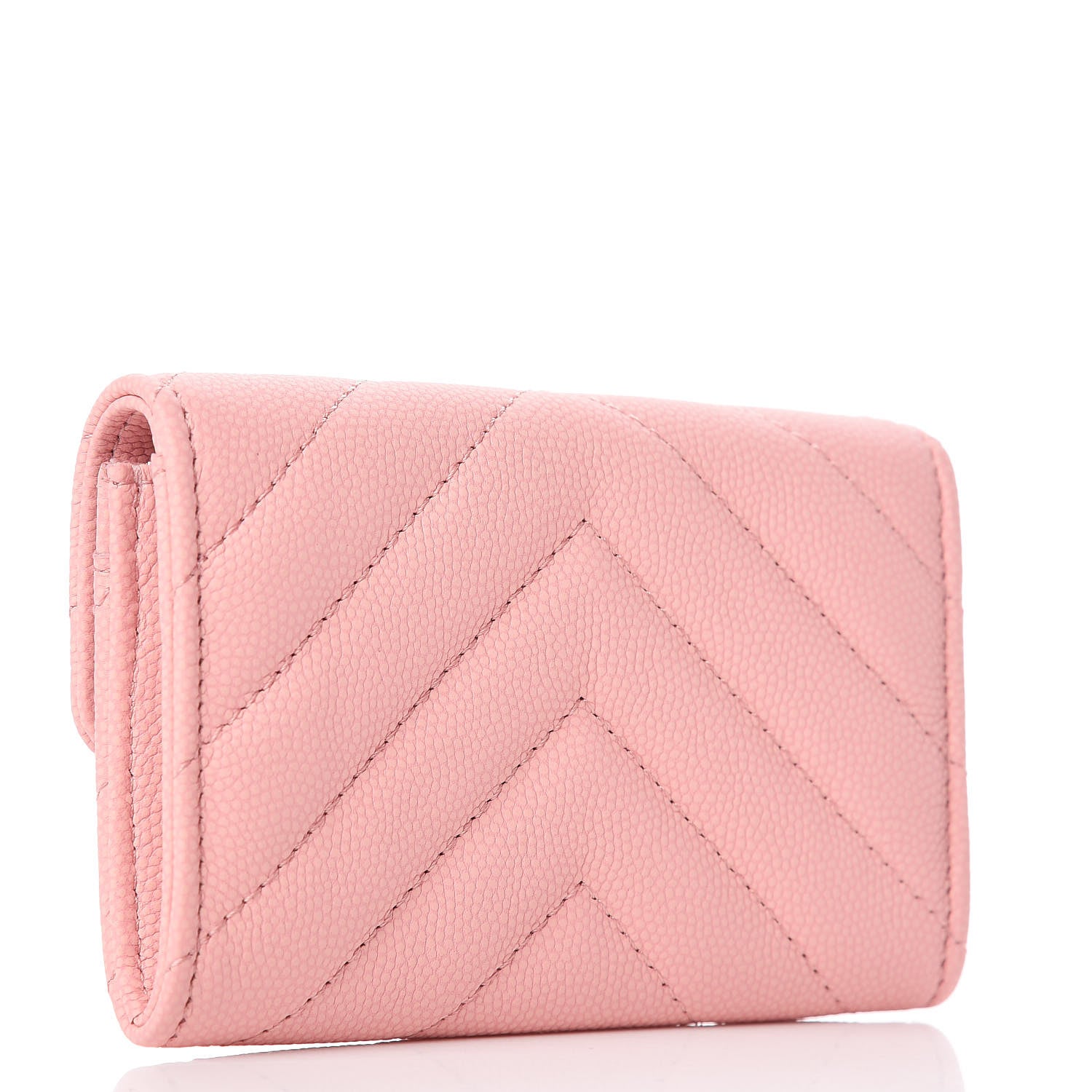 Chanel Caviar Chevron Quilted Flap Card Holder Pink 3 of 8