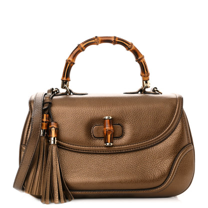 Gucci Metallic Calfskin Large New Bamboo Top Handle Bag Bronze 1 of 10
