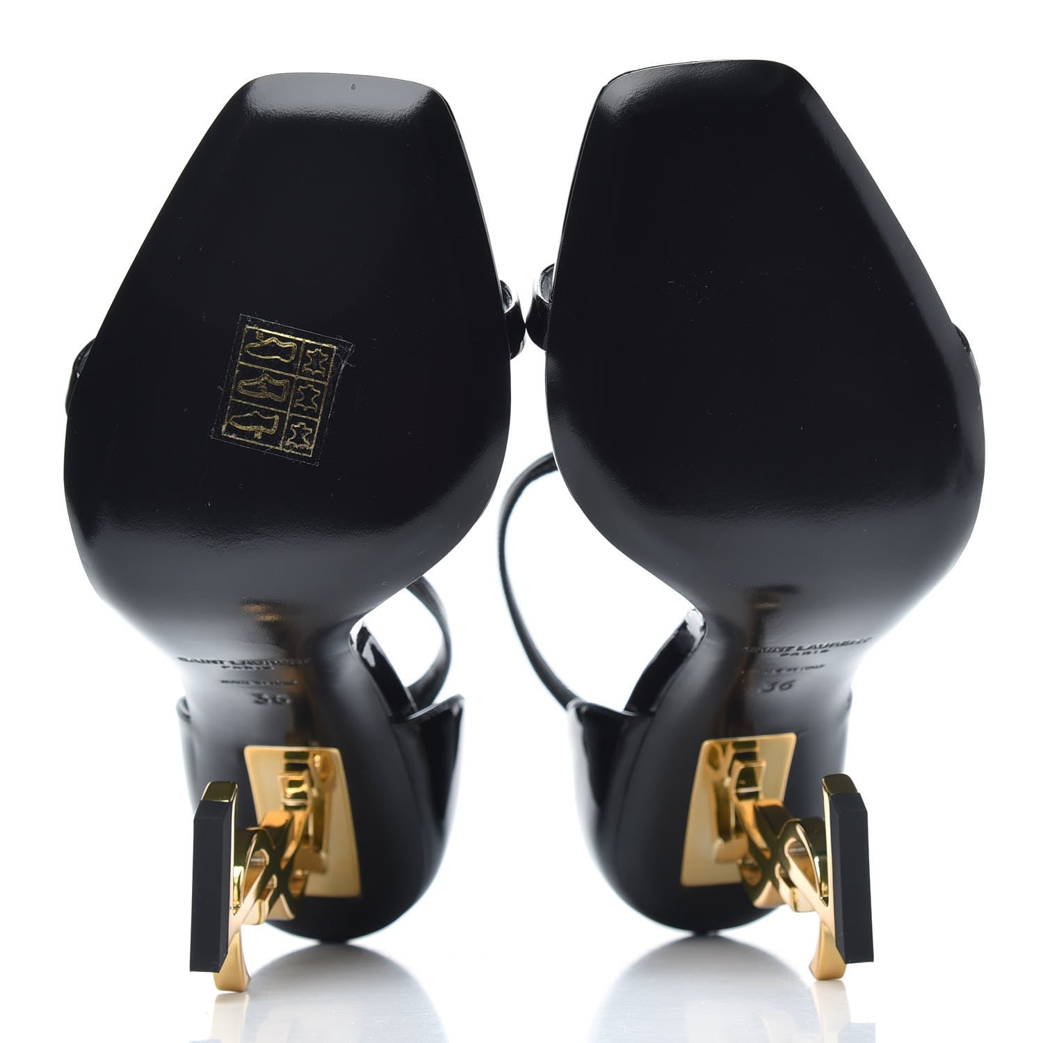 Saint Laurent Patent Calfskin Opyum 110 Sandals 36 Black Gold 5 of 8