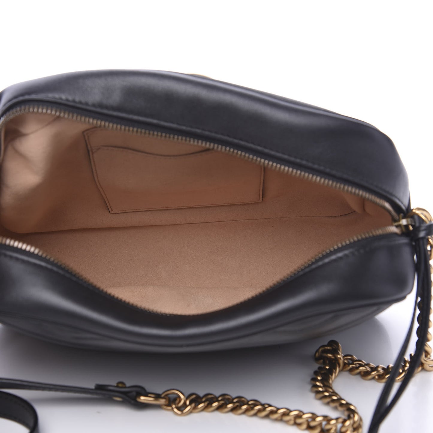 Calfskin Matelasse Medium GG Marmont Chain Shoulder Bag Black