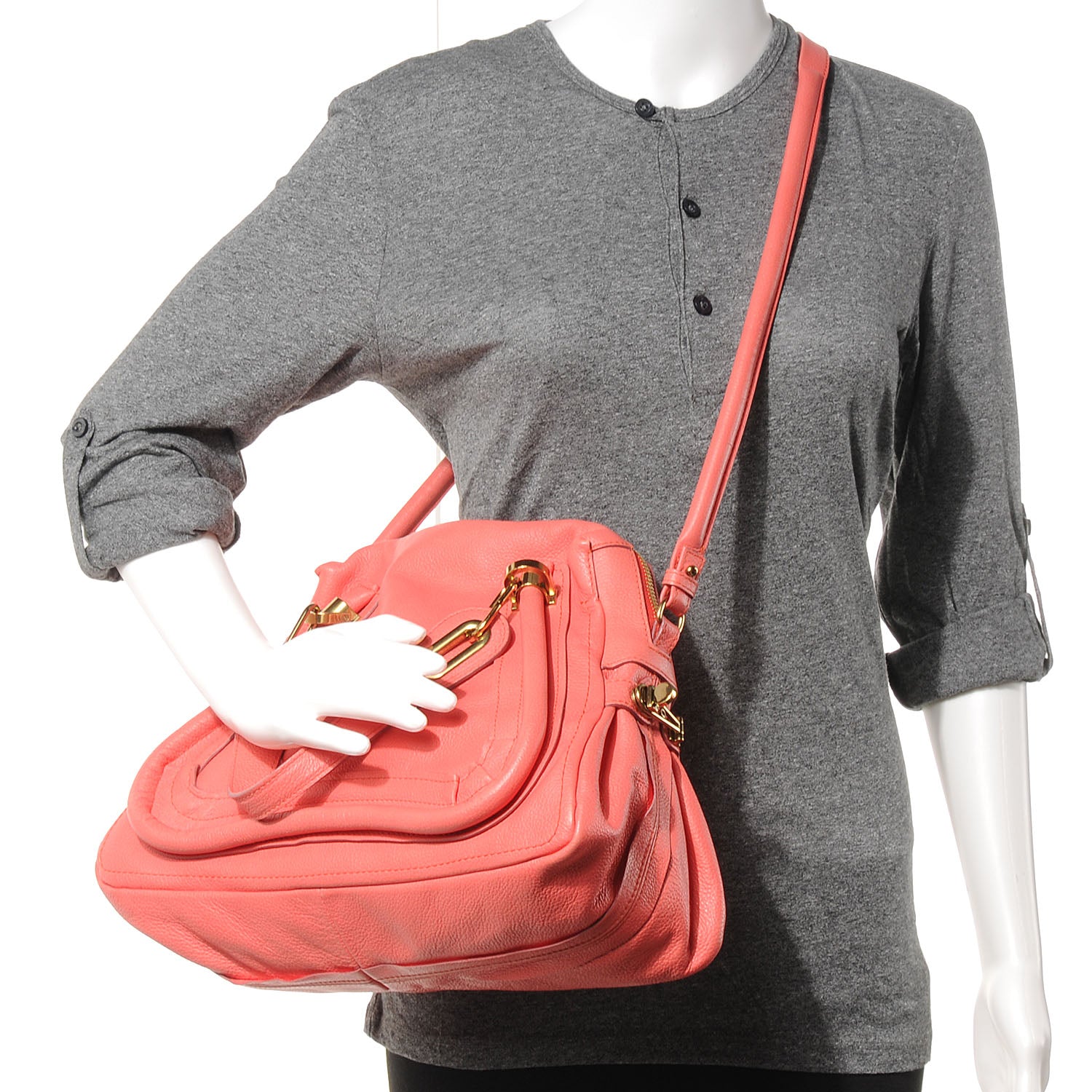 Chloe Calfskin Medium Paraty Coral 2 of 15