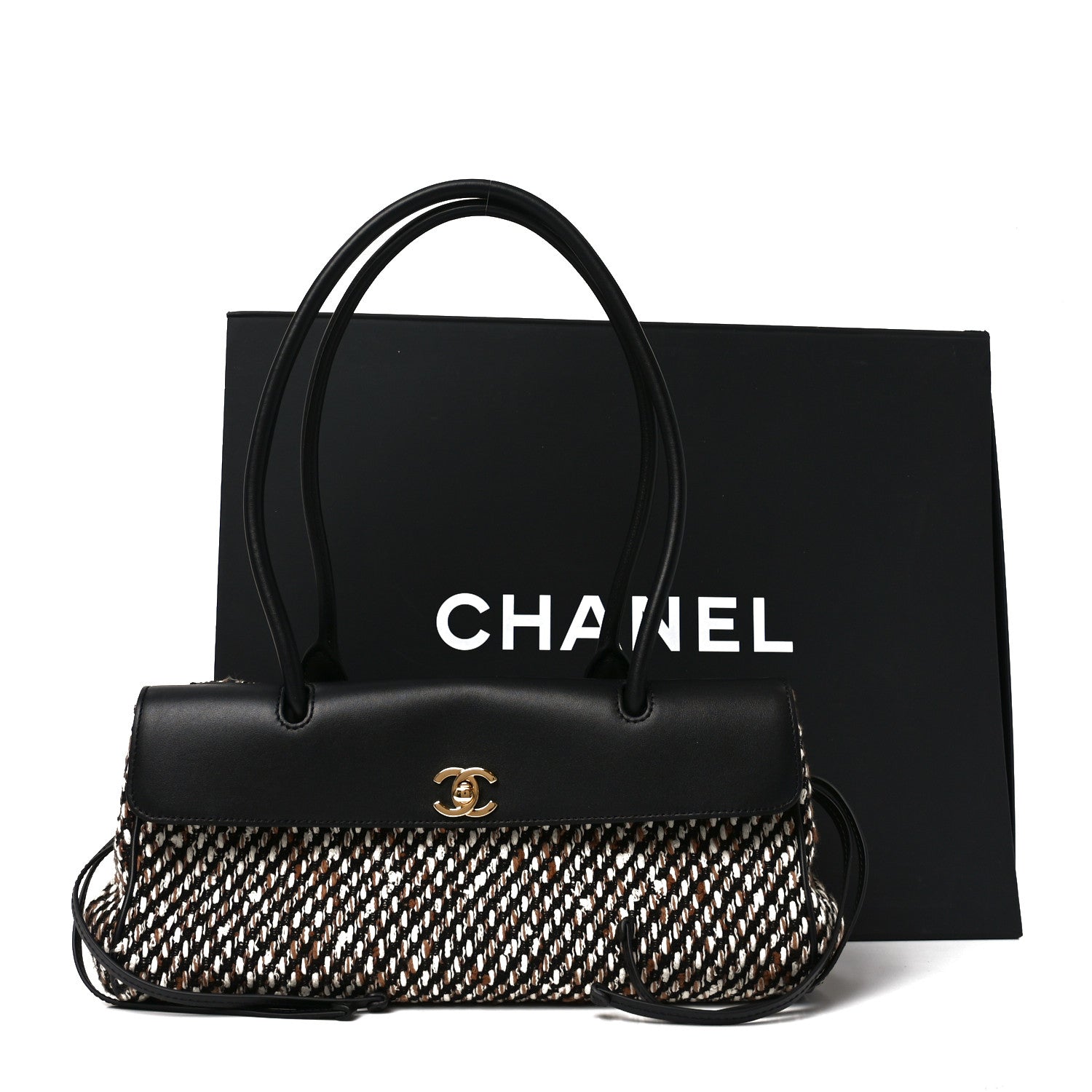 Chanel Tweed Calfskin Urban Essentials Small Shopping Bag Black Multicolor 10 of 10