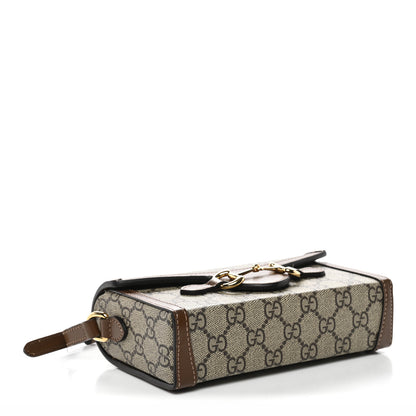 Gucci GG Supreme Monogram Mini Horsebit 1955 Shoulder Bag Beige Brown Sugar 4 of 15
