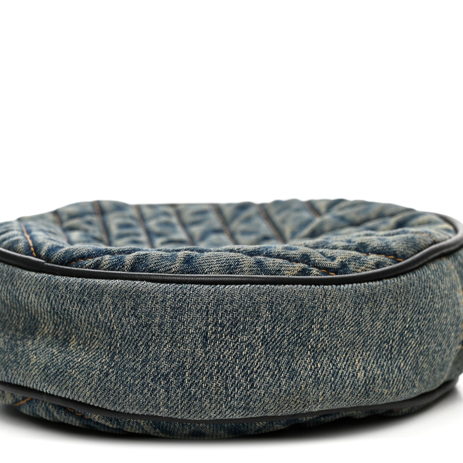Saint Laurent Denim Quilted Monogram Round Crossbody Bag Rodeo Blue 9 of 10