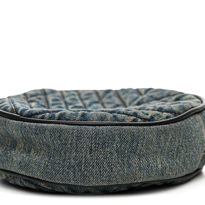 Saint Laurent Denim Quilted Monogram Round Crossbody Bag Rodeo Blue 9 of 10